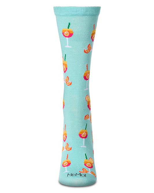 Women's "Aperol Spritz" Rayon Blend Novelty Crew Sock : Color: Capri Breeze