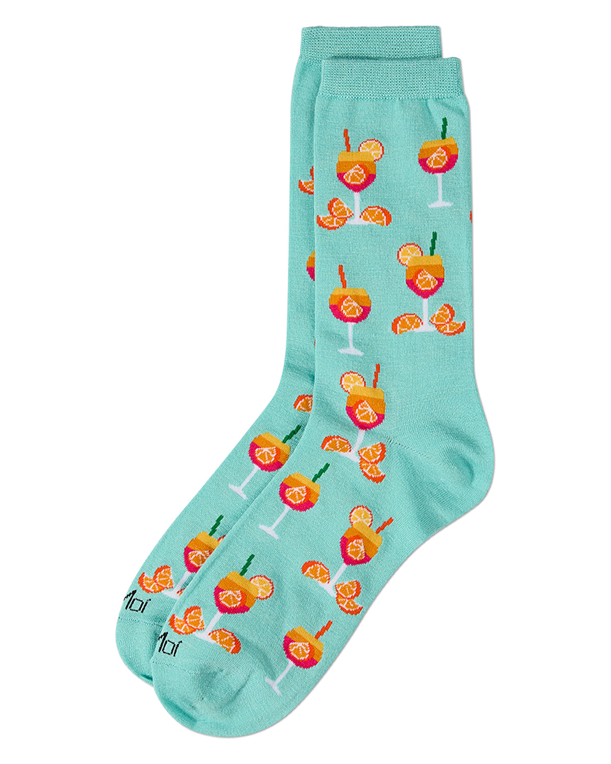 Women's "Aperol Spritz" Rayon Blend Novelty Crew Sock : Color: Capri Breeze