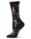 Women's "Howdy Skeletons" Halloween Holiday Novelty Crew Sock : Color: Black