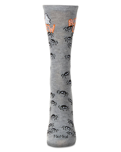 Women's "Boo Crew" Halloween Holiday Novelty Crew Sock : Color: Med Gray Heather