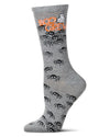Women's "Boo Crew" Halloween Holiday Novelty Crew Sock : Color: Med Gray Heather