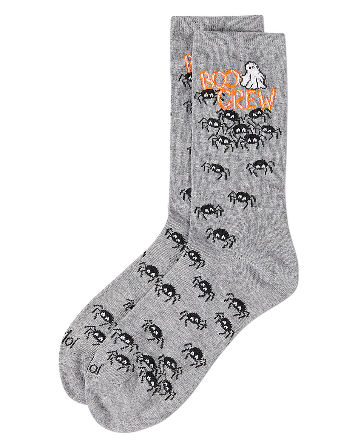 Women's "Boo Crew" Halloween Holiday Novelty Crew Sock : Color: Med Gray Heather