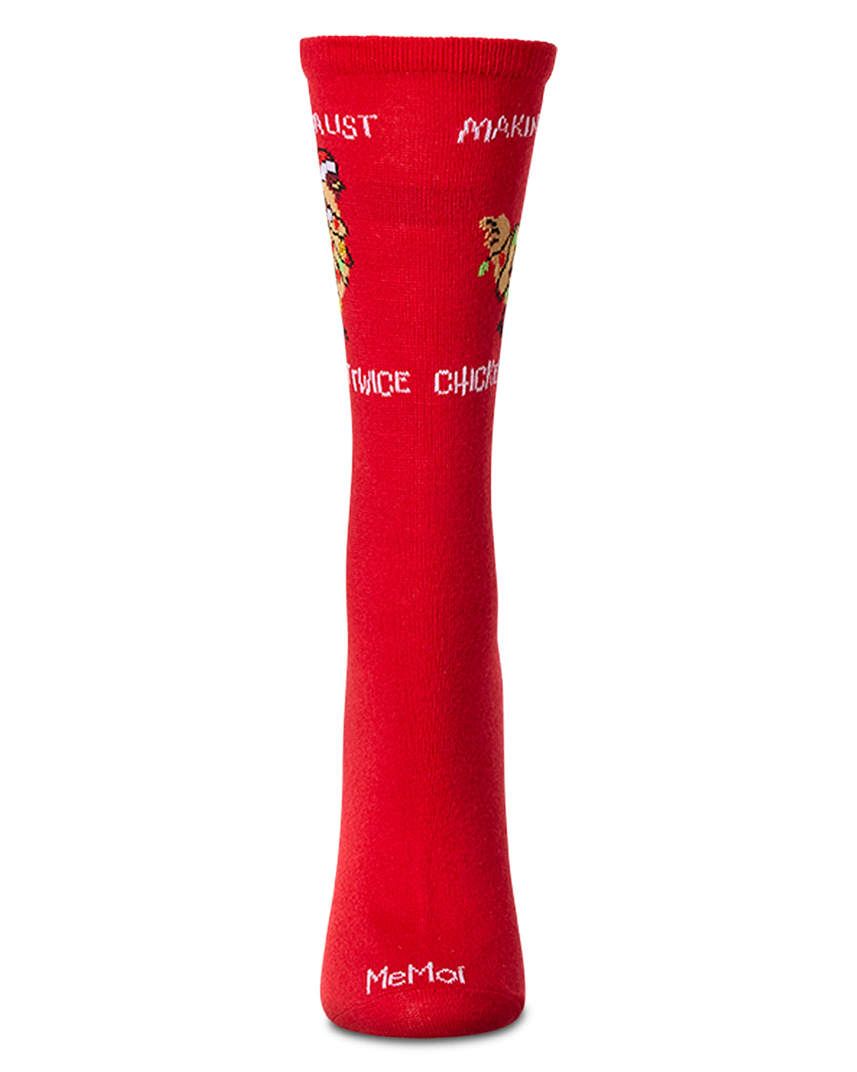 Women's "Chicken It Twice" Christmas Holiday Novelty Crew Sock : Color: Red