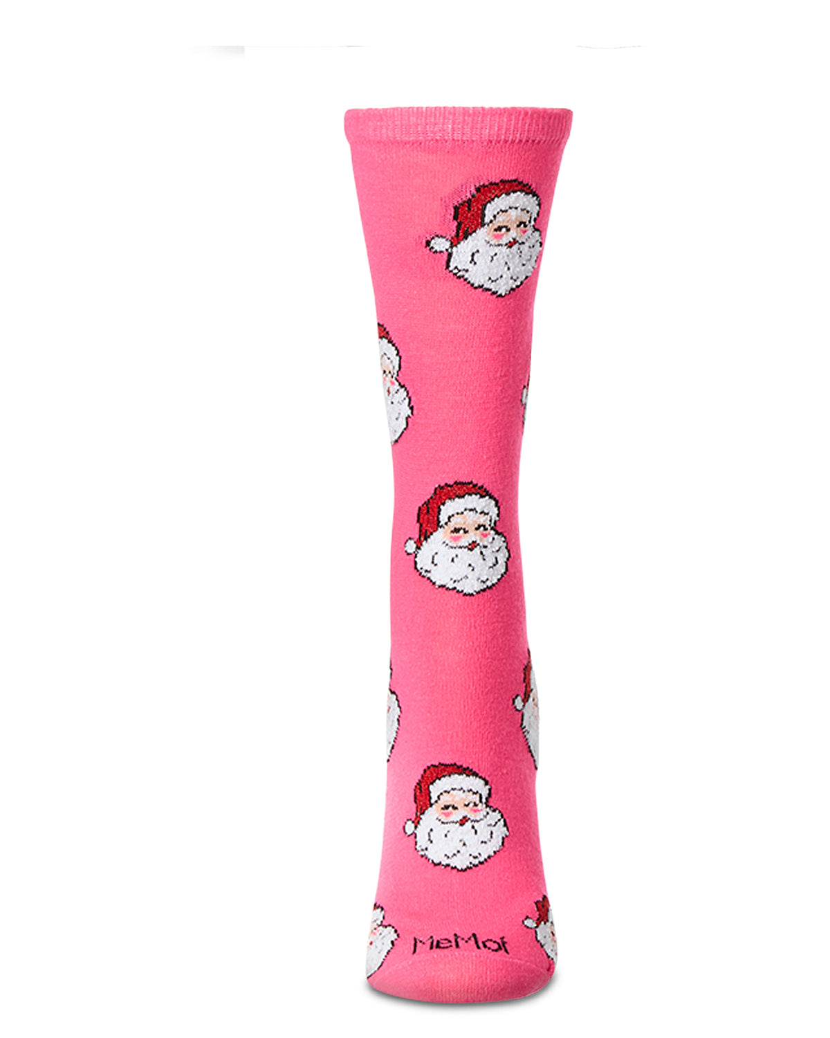 Women's "Retro Santa" Christmas Holiday Novelty Crew Sock : Color: Hot Pink