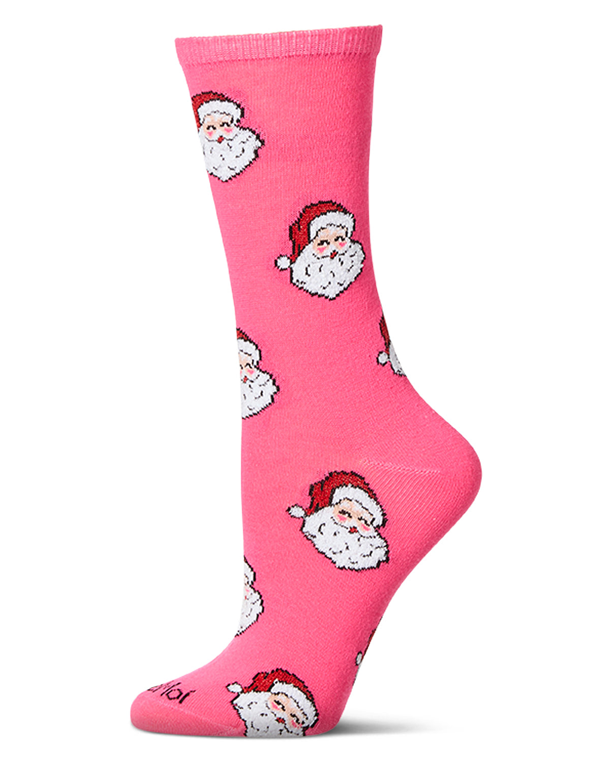 Women's "Retro Santa" Christmas Holiday Novelty Crew Sock : Color: Hot Pink