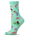 Women's Mermaid-Themed Rayon-Blend Novelty Crew Sock