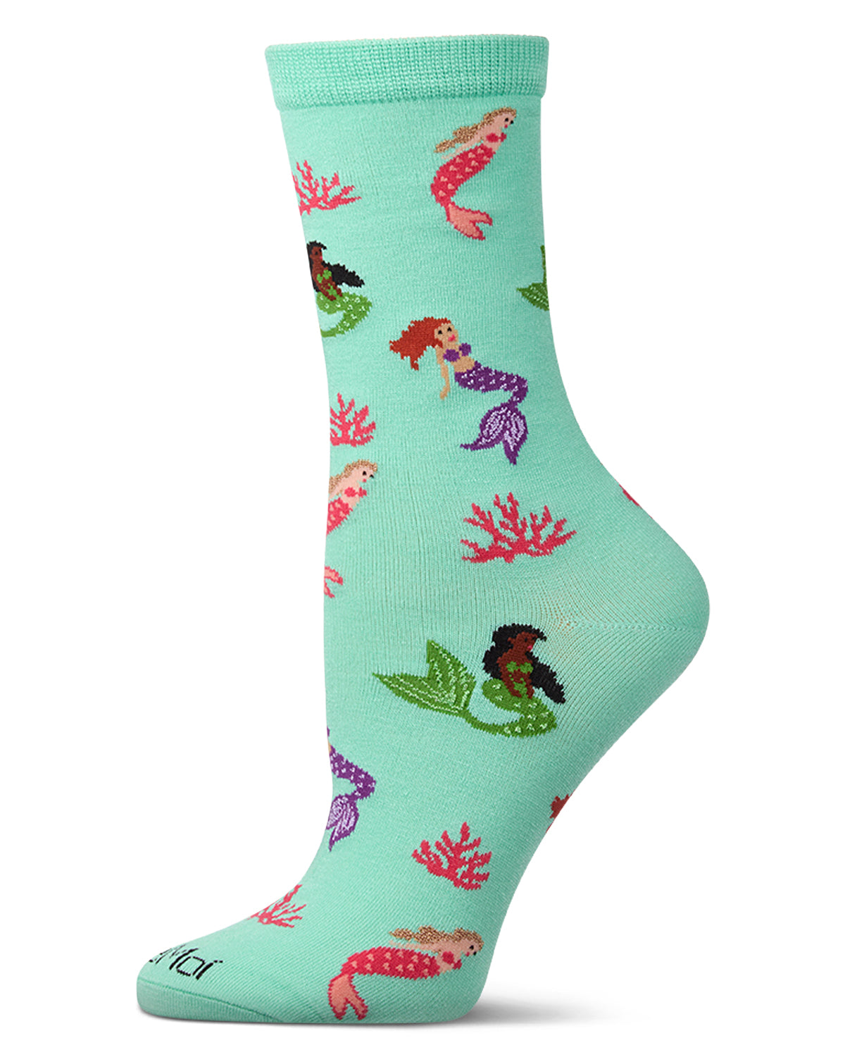 Women's Mermaid-Themed Rayon-Blend Novelty Crew Sock