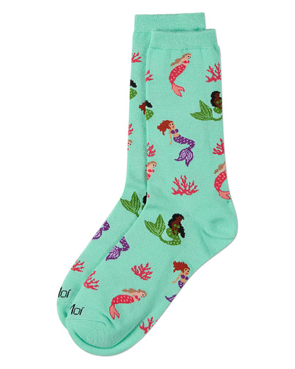 Women's Mermaid-Themed Rayon-Blend Novelty Crew Sock