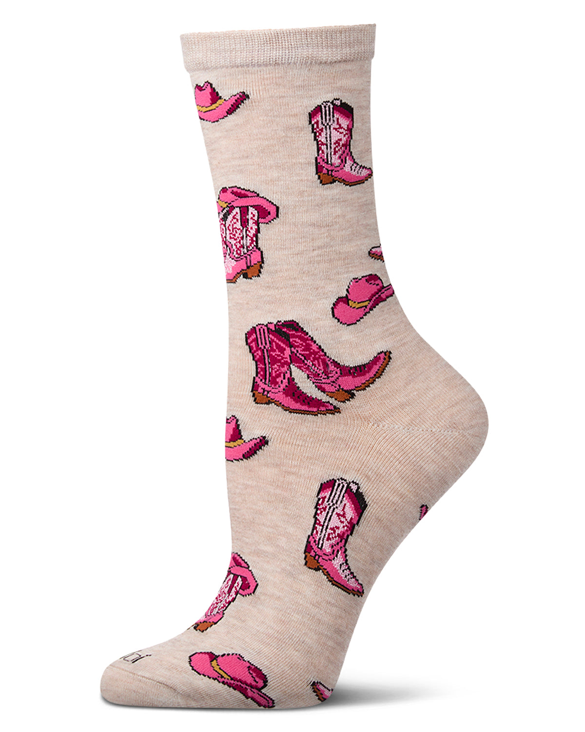Women's "Cowboy Boots" Rayon-Blend Novelty Crew Sock