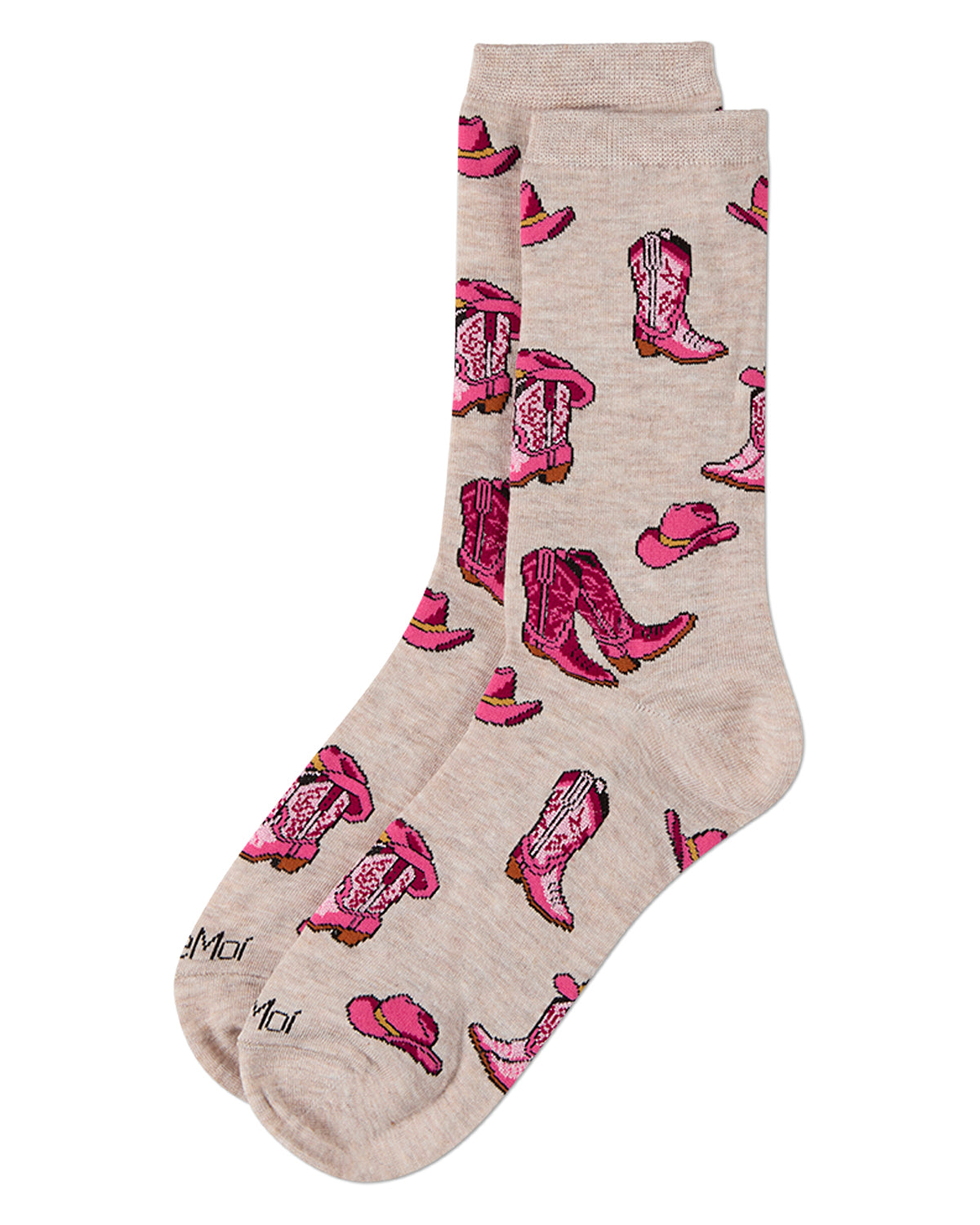Women's "Cowboy Boots" Rayon-Blend Novelty Crew Sock
