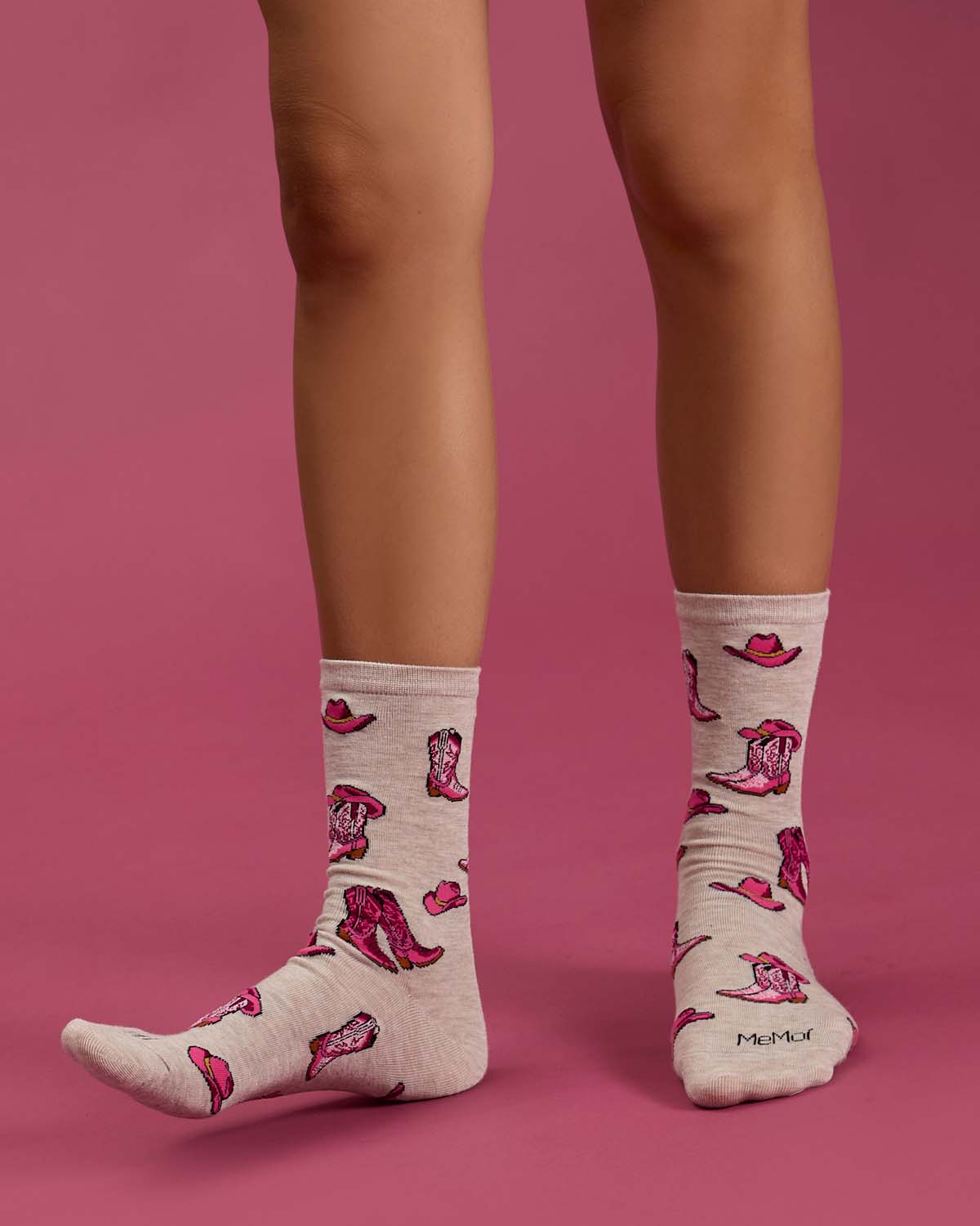 Women's "Cowboy Boots" Rayon-Blend Novelty Crew Sock