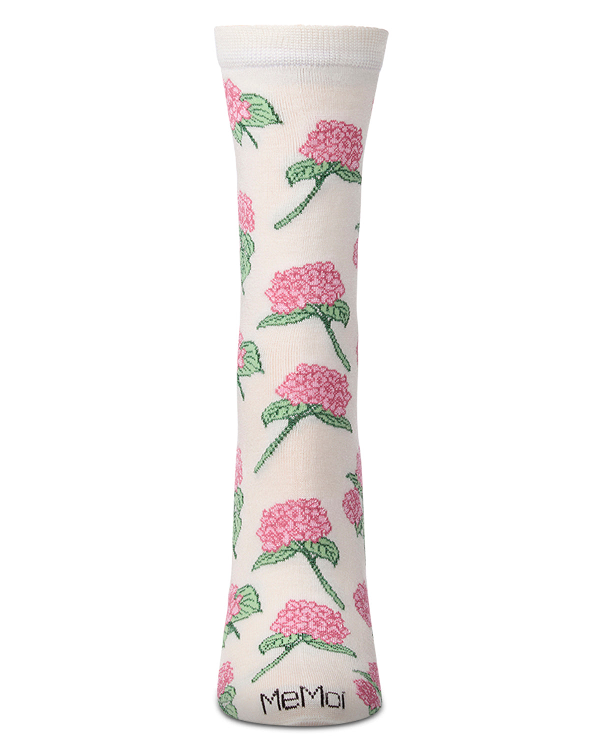 Women's Hydrangea-Themed Rayon-Blend Novelty Crew Sock