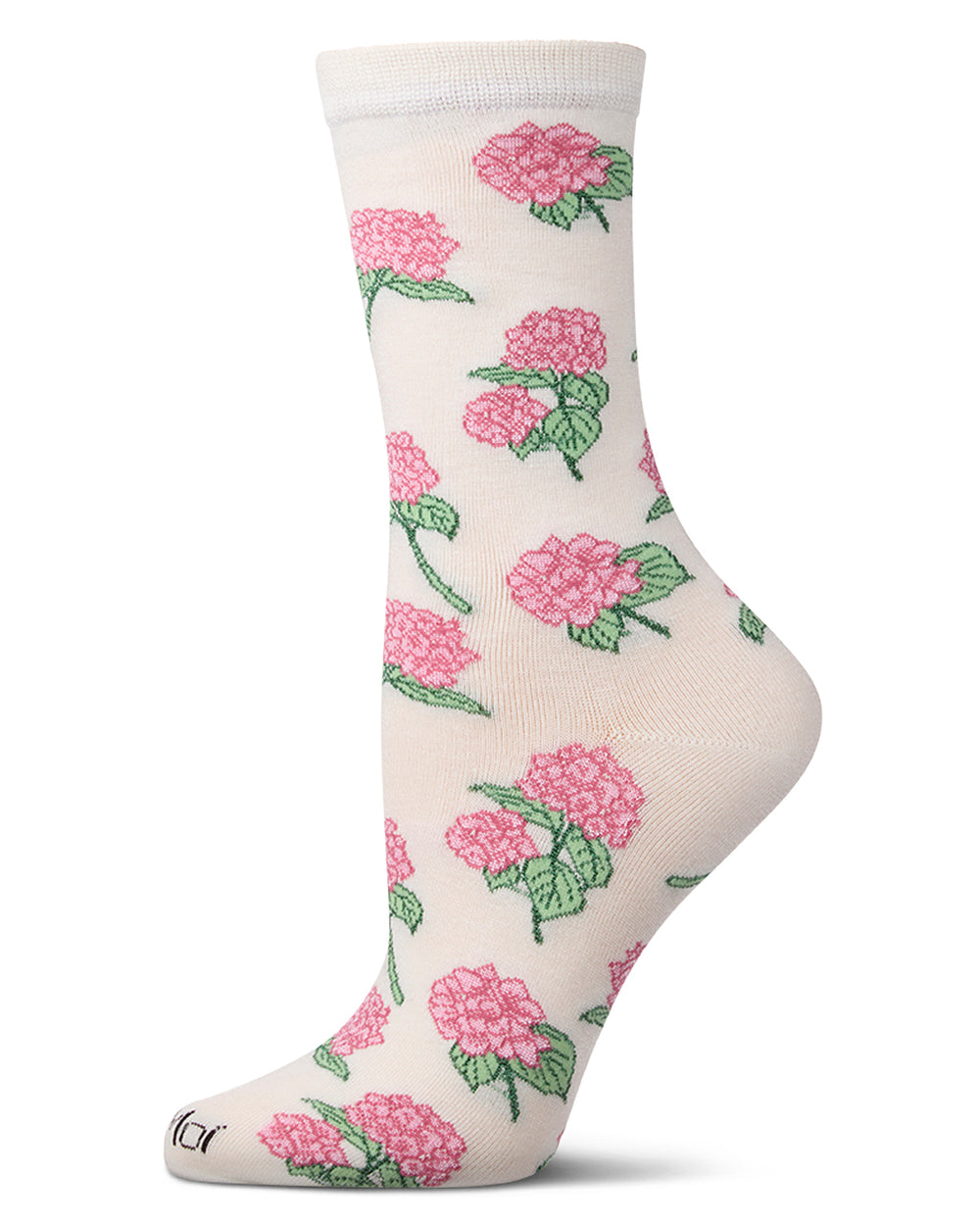 Women's Hydrangea-Themed Rayon-Blend Novelty Crew Sock $7