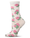 Women's Hydrangea-Themed Rayon-Blend Novelty Crew Sock