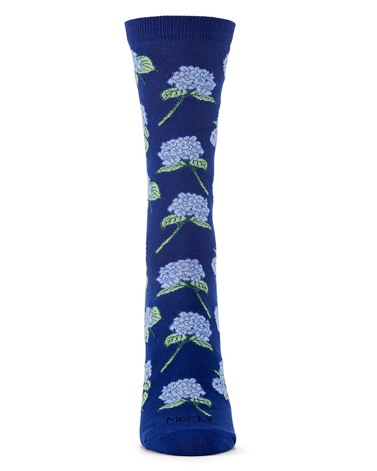 Women's Hydrangea-Themed Rayon-Blend Novelty Crew Sock