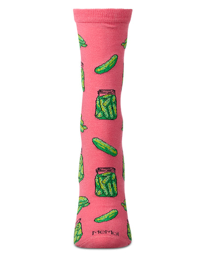 Women's Pickles-Themed Rayon-Blend Novelty Crew Sock