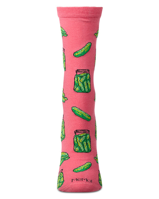 Women's Pickles-Themed Rayon-Blend Novelty Crew Sock