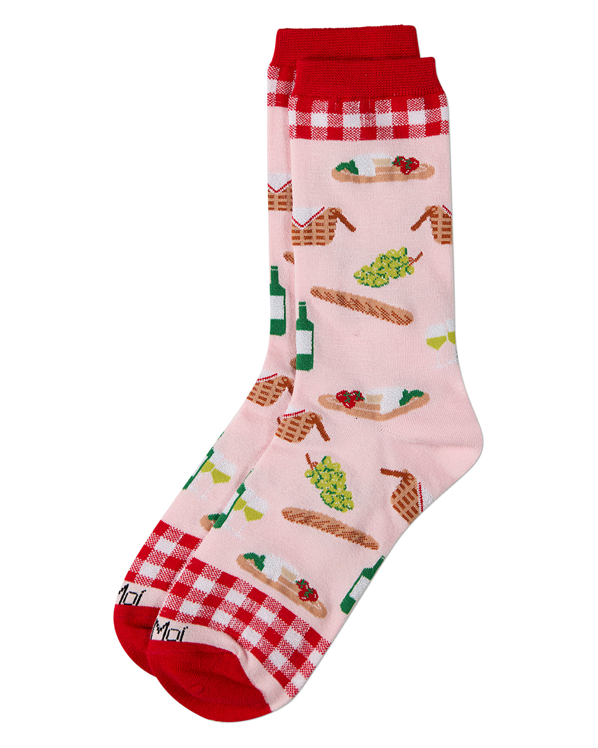 Women's Picnic-Themed Rayon-Blend Novelty Crew Sock