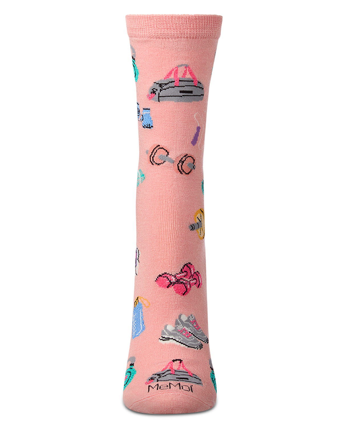 Women's Workout-Themed Rayon-Blend Novelty Crew Sock