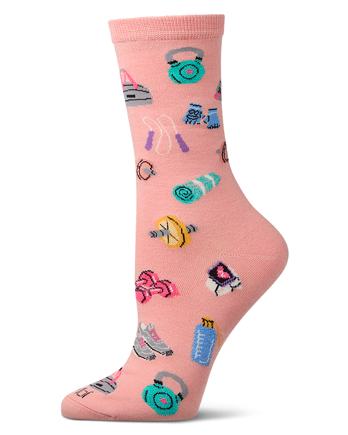 Women's Workout-Themed Rayon-Blend Novelty Crew Sock