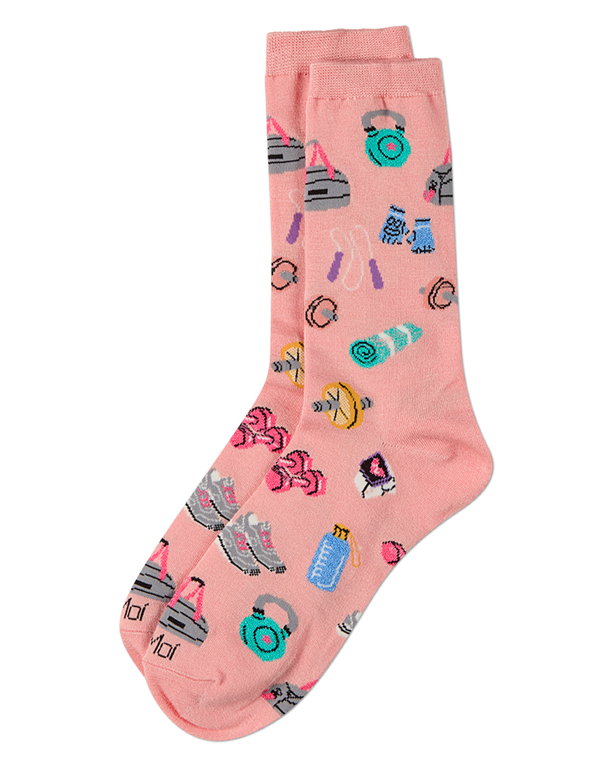 Women's Workout-Themed Rayon-Blend Novelty Crew Sock