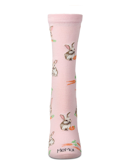 Women's "Bunny & Carrot" Rayon-Blend Novelty Crew Sock
