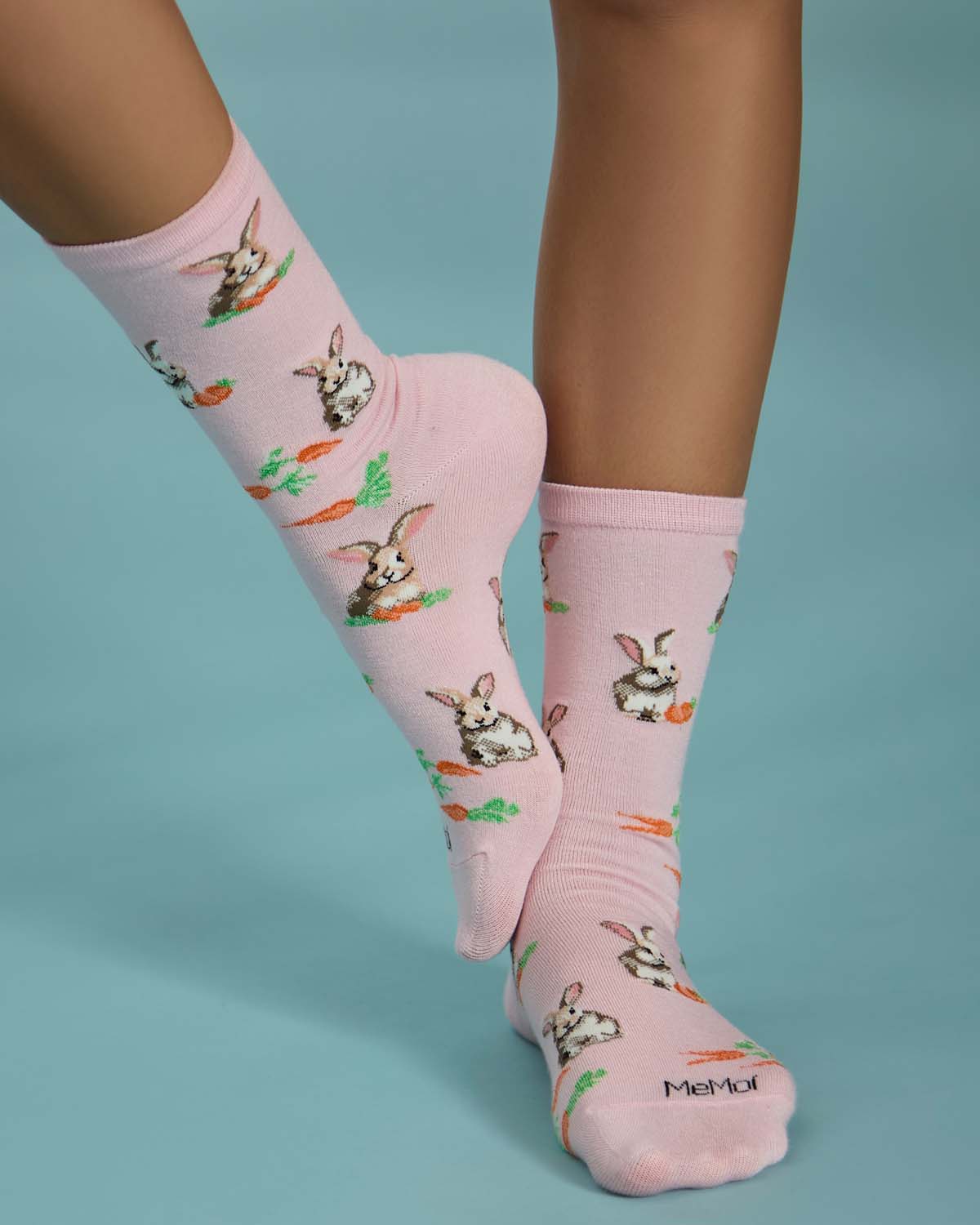 Women's "Bunny & Carrot" Rayon-Blend Novelty Crew Sock