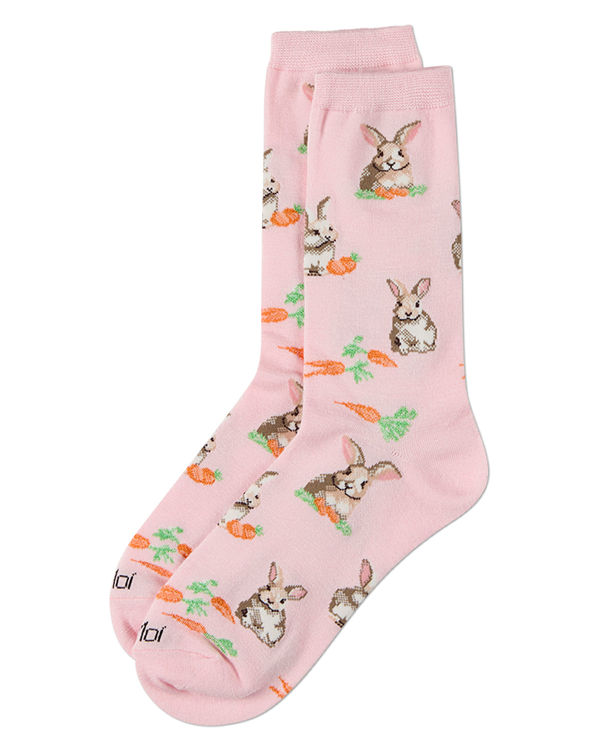 Women's "Bunny & Carrot" Rayon-Blend Novelty Crew Sock