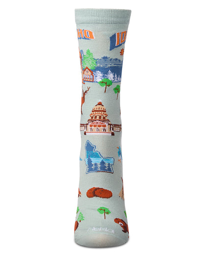 Women's Idaho-Themed Rayon-Blend Novelty Crew Sock