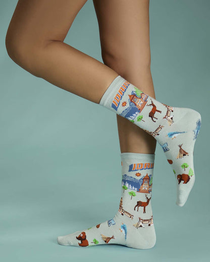 Women's Idaho-Themed Rayon-Blend Novelty Crew Sock