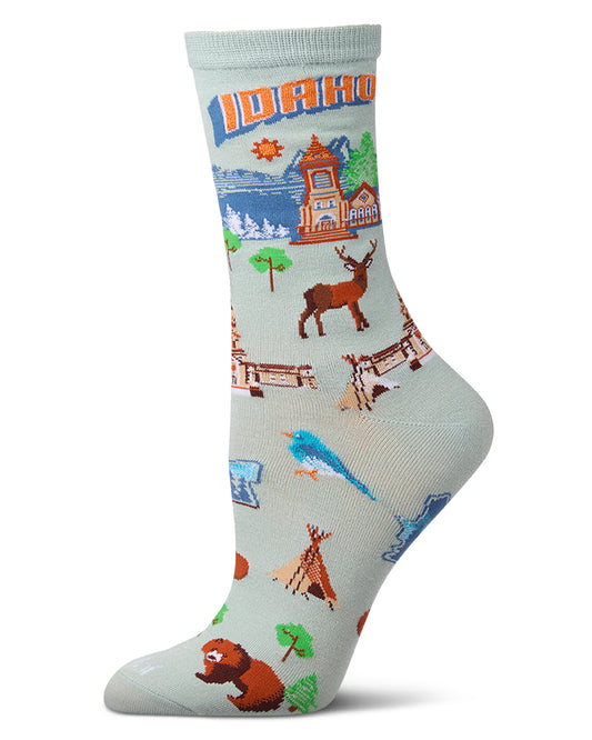 Women's Idaho-Themed Rayon-Blend Novelty Crew Sock