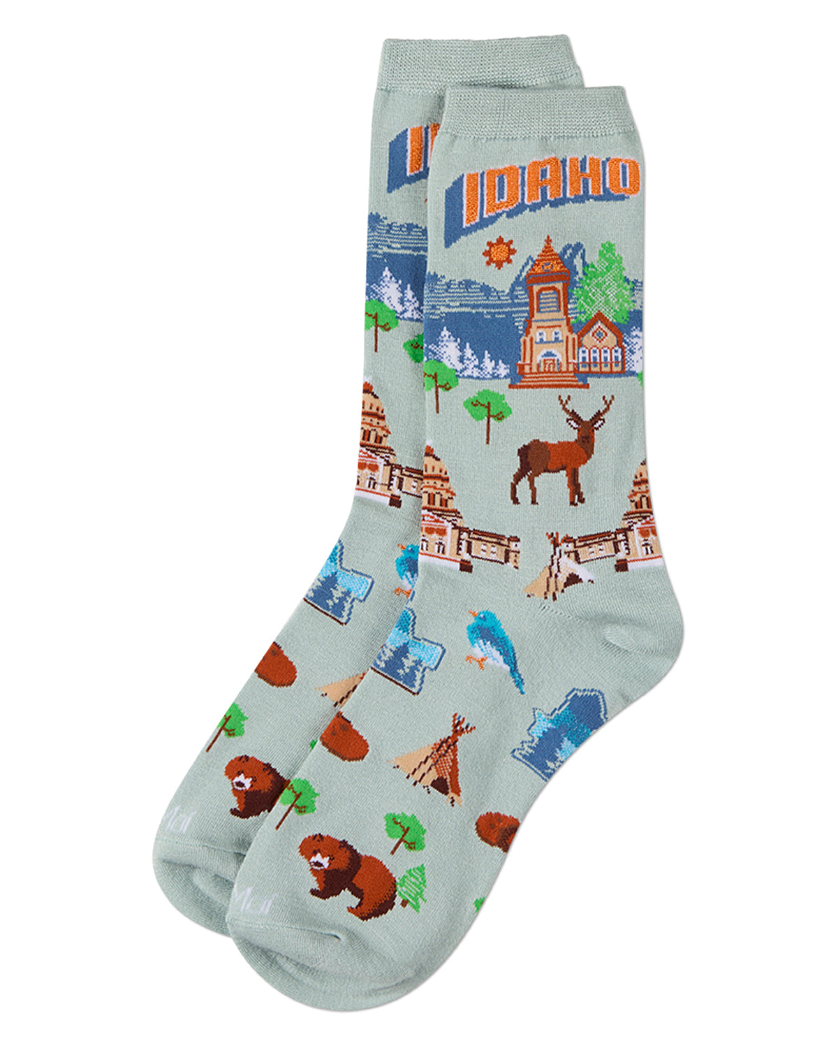 Women's Idaho-Themed Rayon-Blend Novelty Crew Sock