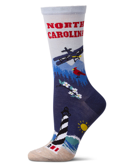 Women's North Carolina-Themed Rayon-Blend Novelty Crew Sock