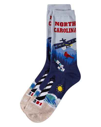Women's North Carolina-Themed Rayon-Blend Novelty Crew Sock
