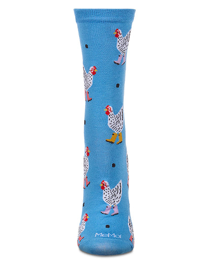 Women's "Hens In Boots" Rayon-Blend Fine-Gauge Crew Sock