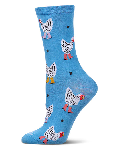 Women's "Hens In Boots" Rayon-Blend Fine-Gauge Crew Sock