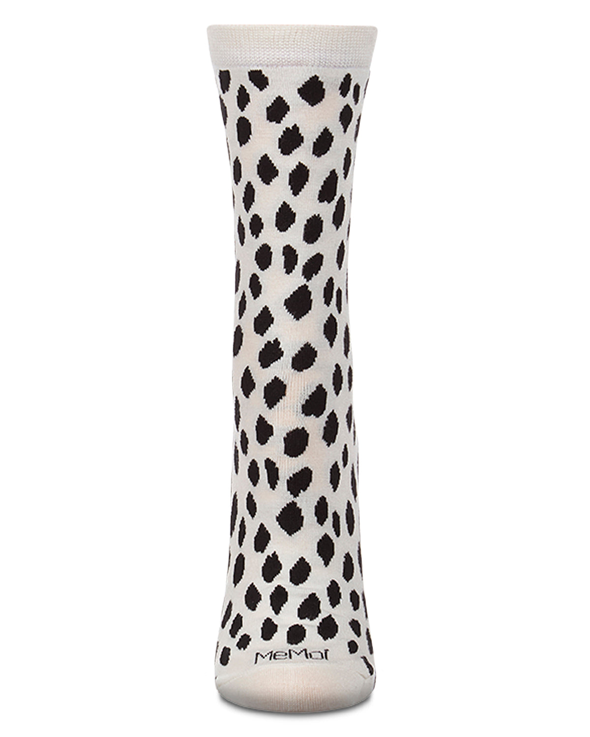 Women's "Dalmatian Spot" Rayon-Blend Fine-Gauge Novelty Crew Sock