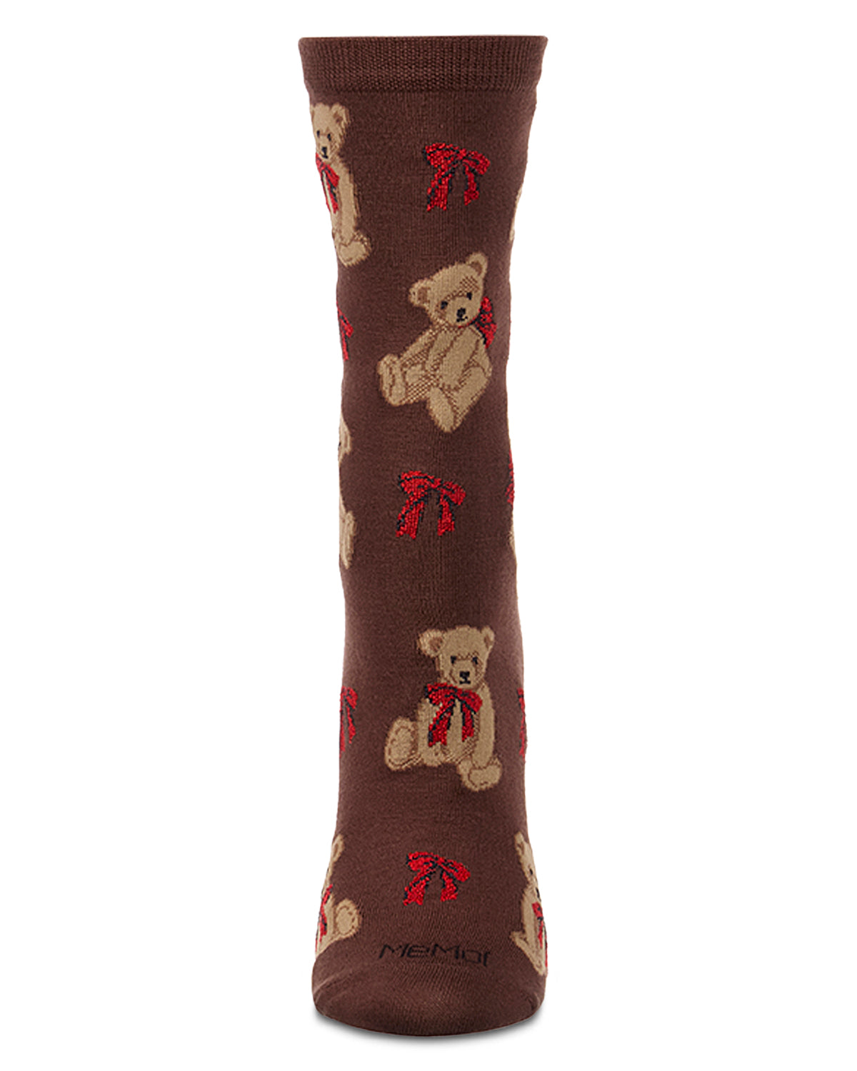 Women's "Cuddle Bear" Rayon-Blend Fine-Gauge Novelty Crew Sock