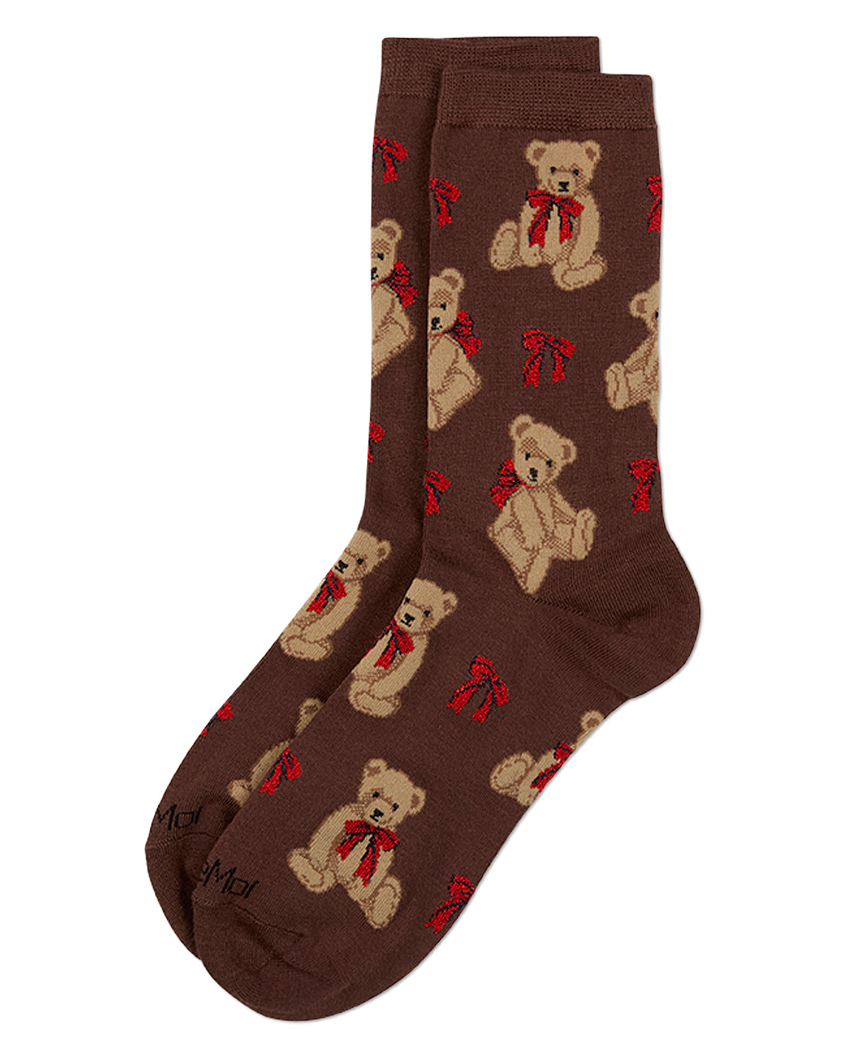 Women's "Cuddle Bear" Rayon-Blend Fine-Gauge Novelty Crew Sock