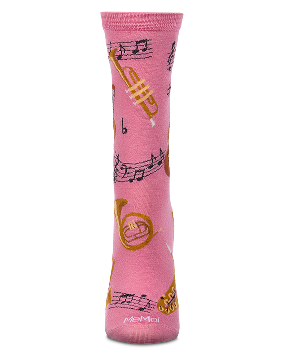 Women's Jazz-Themed Rayon-Blend Fine-Gauge Novelty Crew Sock