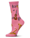 Women's Jazz-Themed Rayon-Blend Fine-Gauge Novelty Crew Sock