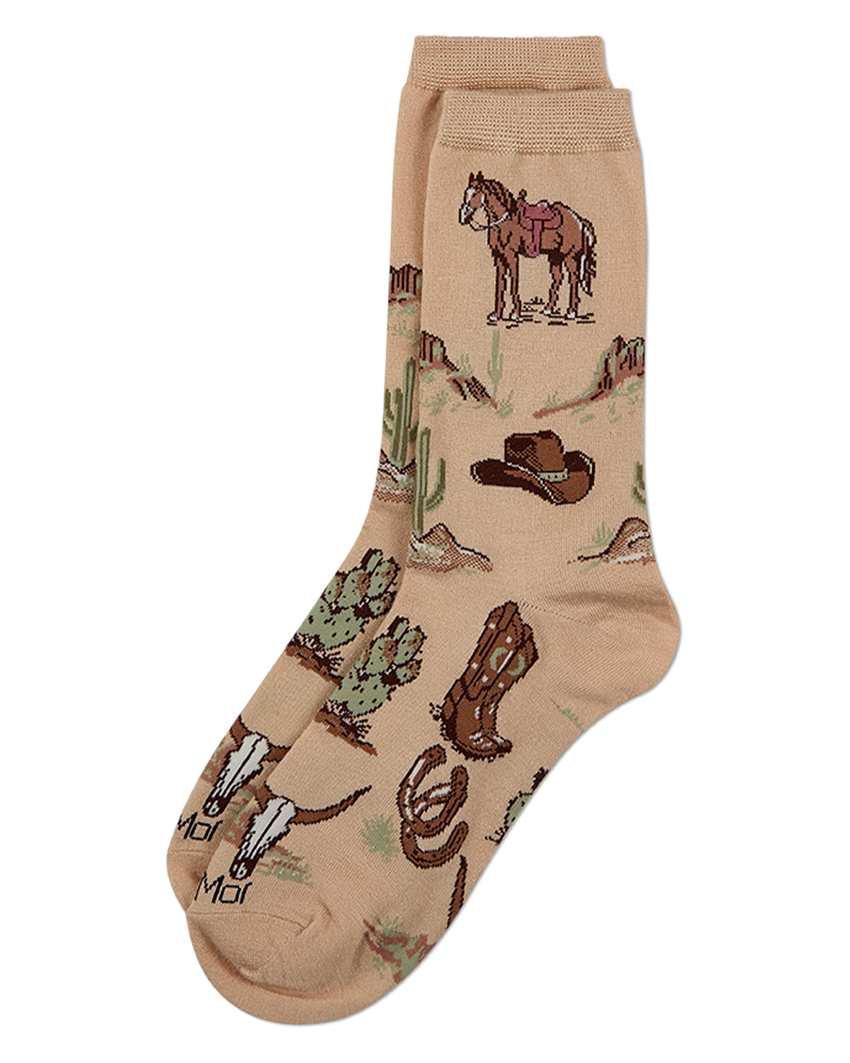 Women's Vintage-Style Western Rayon-Blend Novelty Crew Sock