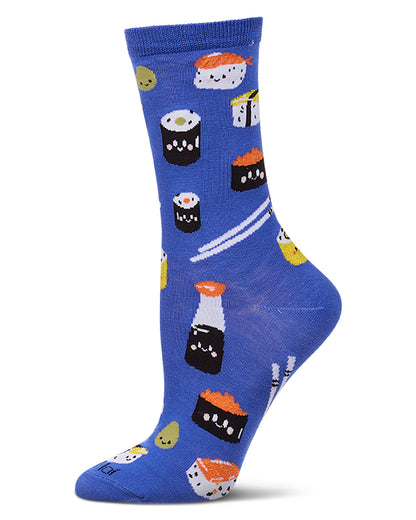 Women's "Sushi Roll" Rayon-Blend Fine-Gauge Novelty Crew Sock