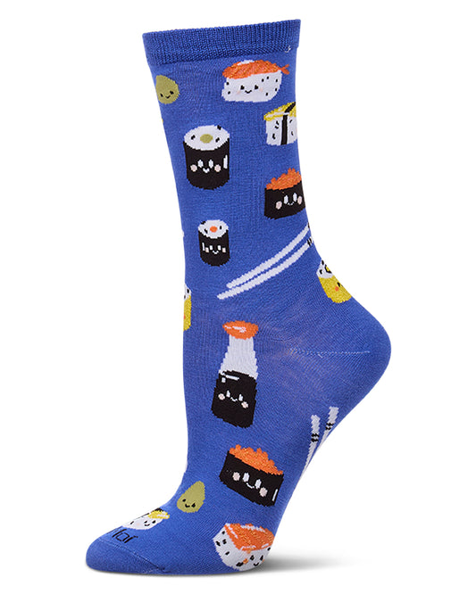 Women's "Sushi Roll" Rayon-Blend Fine-Gauge Novelty Crew Sock