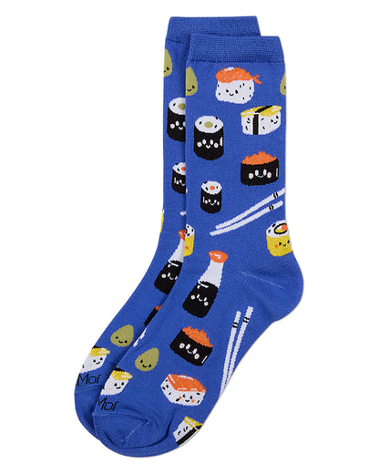 Women's "Sushi Roll" Rayon-Blend Fine-Gauge Novelty Crew Sock