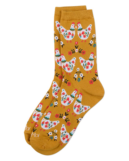 Women's "Country Chick" Rayon-Blend Fine-Gauge Crew Sock