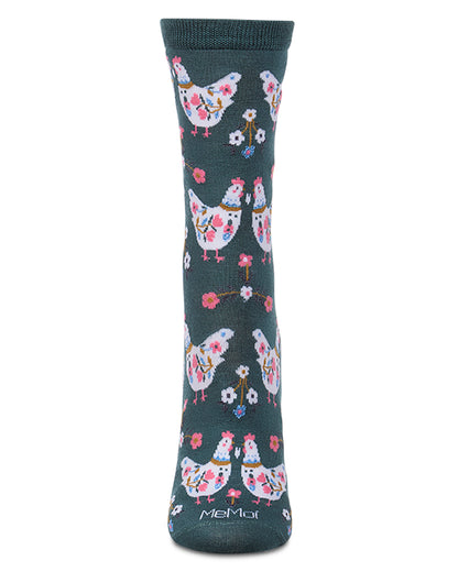 Women's "Country Chick" Rayon-Blend Fine-Gauge Crew Sock