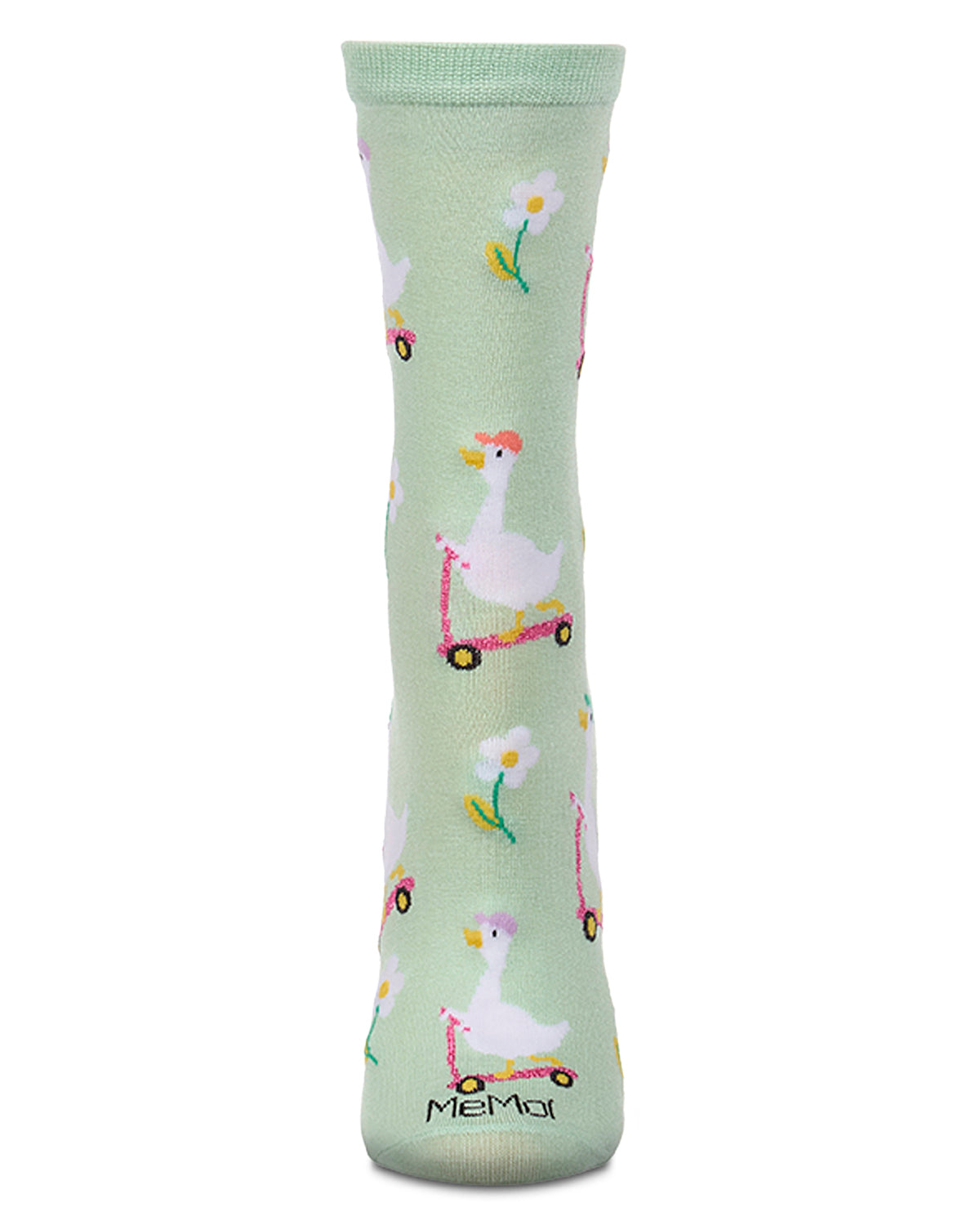 Women's "Goose On The Run" Rayon-Blend Fine-Gauge Novelty Crew Sock