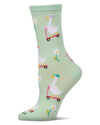 Women's "Goose On The Run" Rayon-Blend Fine-Gauge Novelty Crew Sock