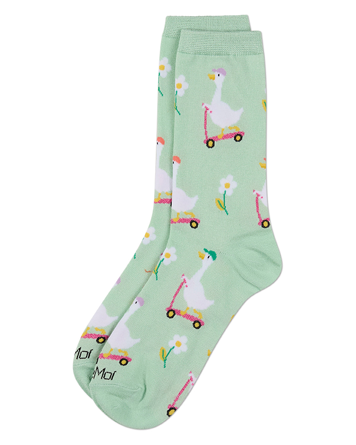 Women's "Goose On The Run" Rayon-Blend Fine-Gauge Novelty Crew Sock